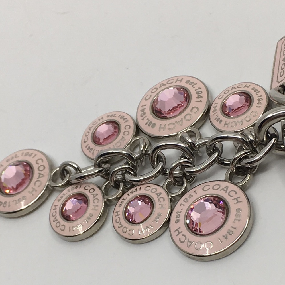 Coach -  Breast Cancer Awareness Pink Dangling Rhinestone Key Fob Keychain - Picture 14 of 16